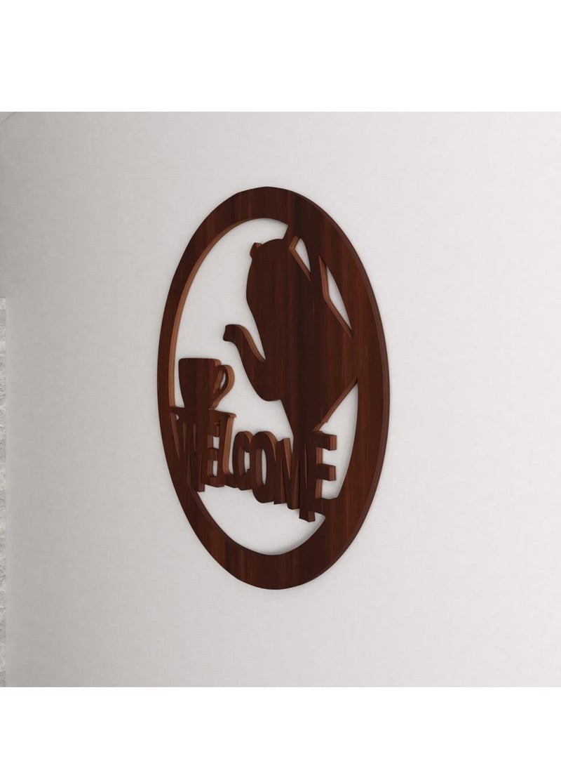 حكاية شمعة لوحة فنية جدارية ديكور - بتصميم ترحيبي "ويلكوم" باللون البني المميز - Image 2