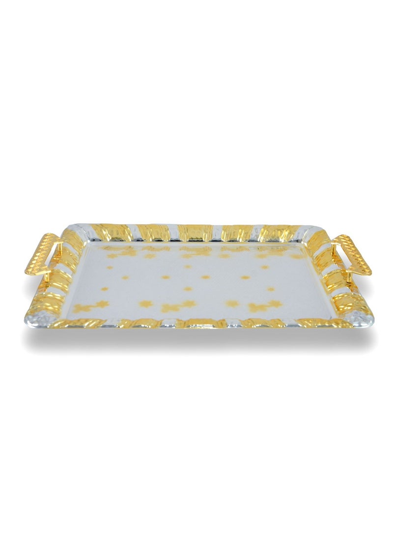 Homemaker 2-Piece Rectangular Luxury Serving Tray, Large 48cm x 34cm & Medium 41cm x 29cm, Steel, Silver & Gold  - Image 3