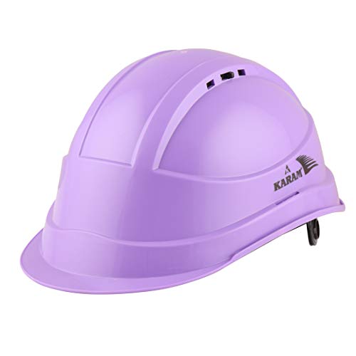 KARAM PN542 Safety Helmet for Men Industrial & Construction Helmet | Ratchet Type Adjustment with Adjustable Chin Strap | Ventilation & Side Slot for Attachment | EN Certified Hard Hat | Violet - Image 1