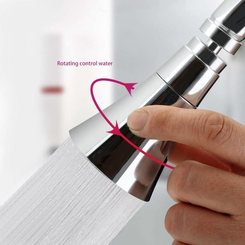 Nathgra ABS Faucet Aerator AntiSplash Swivel Kitchen Faucet Head 360 Rotatable Water Saving Faucet 2 Water Modes Faucet Extension Silver Chrome Finish - Image 4