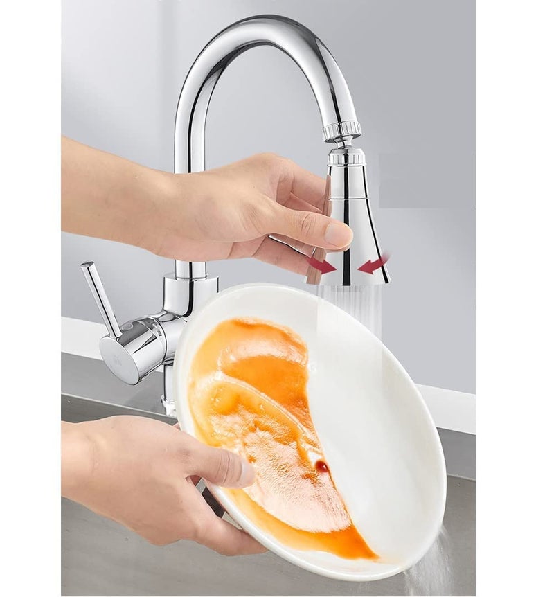 Nathgra ABS Faucet Aerator AntiSplash Swivel Kitchen Faucet Head 360 Rotatable Water Saving Faucet 2 Water Modes Faucet Extension Silver Chrome Finish - Image 2