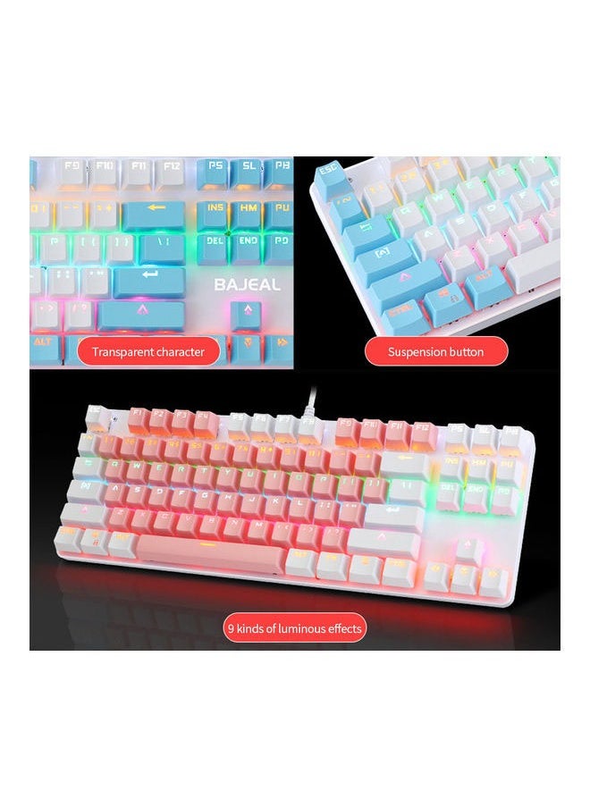 Generic - 87 Keys Wired Mixed Light Keyboard With Mechanical Blue Switch Suspension Button - Image 1