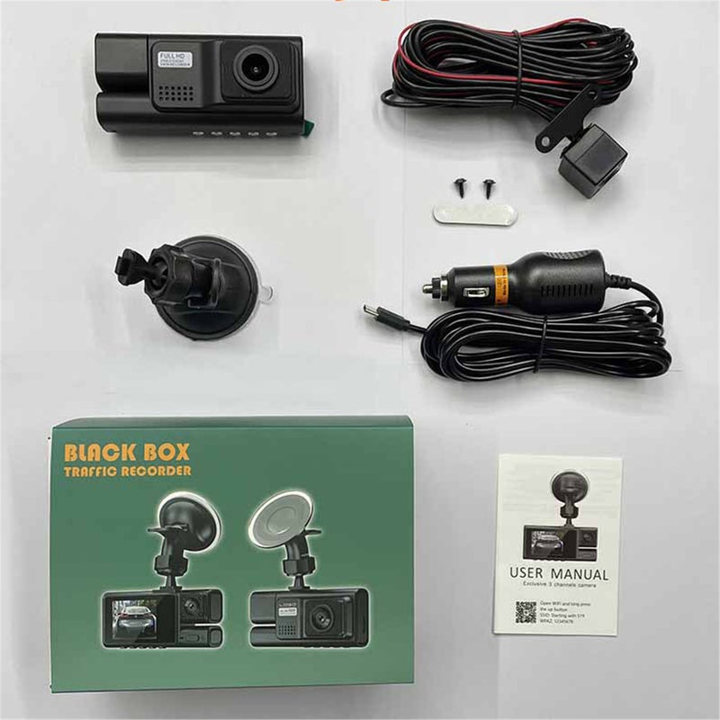 Front and rear in car dash cams, dual dash cams with 64G SD card 1080P, waterproof backup camera, DVR in car dashboard camera with night vision function WDR loop recording - Image 3