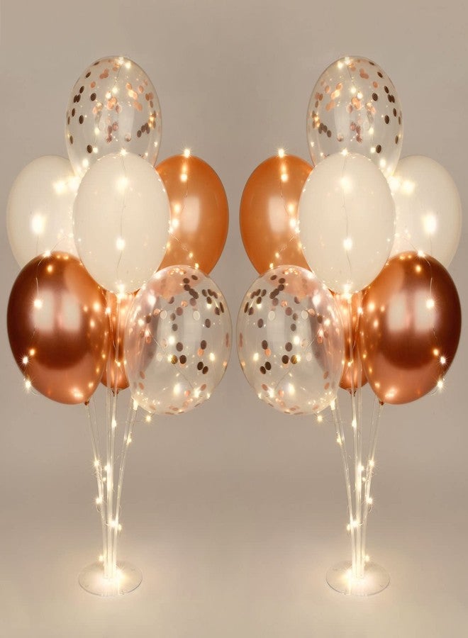 Ainiv 2 Set Table Balloon Stand Kit with Lights, Light Up Balloon Holder Include 16 Pink Latex Confetti Balloons, Wedding Party Decorations for Birthday, Graduation, Anniversary, Christmas - Image 1
