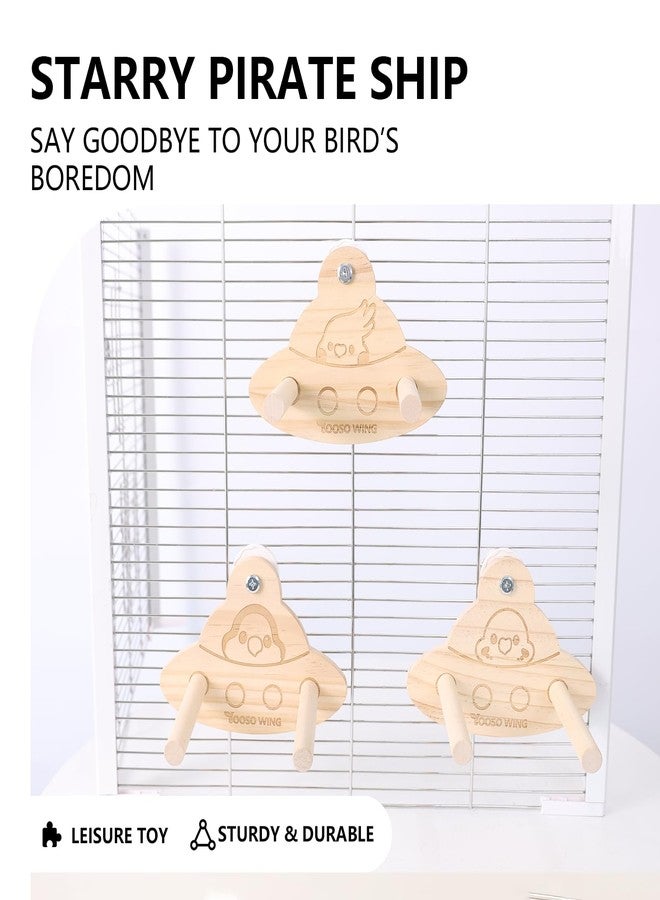 YOOSO WING Bird Swing Perch Toy - Wooden Parrot Swing Stand with Wobble Function, Balance Play Gym for Small/Medium Parrots (Budgies, Cockatiels, Lovebirds) Cage Accessories (Nymphicus hollandicus Pattern) - Image 3