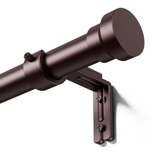 YaFex Curtain Rods 32-118 Inch, Heavy Duty 1 Inch Adjustable Curtain Rod for Windows, Bronze Long Window Treatment Rods, Modern Design, Easy Installation - Image 1
