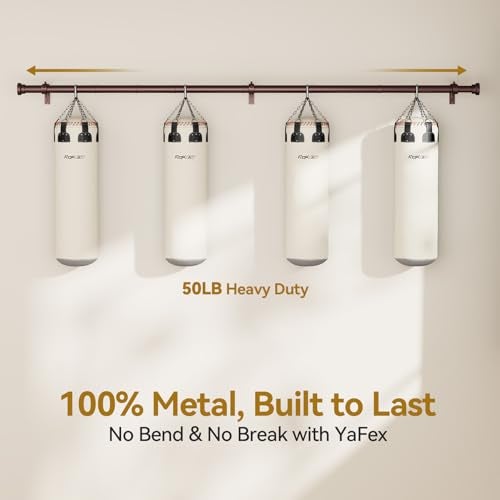 YaFex Curtain Rods 32-118 Inch, Heavy Duty 1 Inch Adjustable Curtain Rod for Windows, Bronze Long Window Treatment Rods, Modern Design, Easy Installation - Image 3