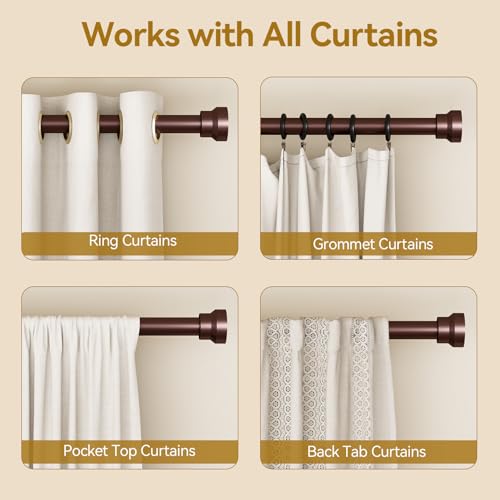 YaFex Curtain Rods 32-118 Inch, Heavy Duty 1 Inch Adjustable Curtain Rod for Windows, Bronze Long Window Treatment Rods, Modern Design, Easy Installation - Image 5