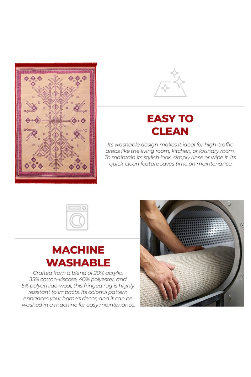 BiggHome Area Rug 120x180cm, Made in Turkey, Indoor Area Rug, Carpet for Home, Machine Washable, Durable, Ethnic-Inspired Pattern for Living Room - SA25CY - Image 5