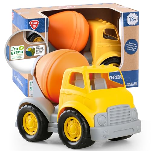 PLAY EcoFriendly Cement Mixer Toy Truck USDA Certified No BPAPhthalatePVC Recycled Bioplastic Construction Vehicle Gift for Boy Girl Fine Motor Skills Car Toys - Image 1