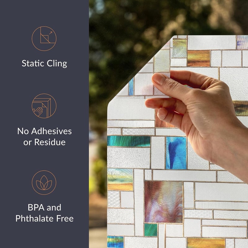 Artscape Horizon | Privacy Window Film with Vibrant Colored Pattern | Non-Adhesive & UV Protection | Easy to Apply & Removable | 24 x 36 Inches | Made in USA - Image 3