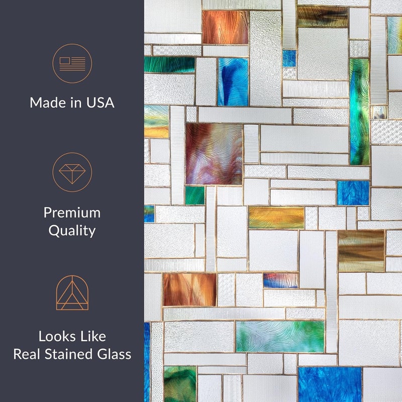 Artscape Horizon | Privacy Window Film with Vibrant Colored Pattern | Non-Adhesive & UV Protection | Easy to Apply & Removable | 24 x 36 Inches | Made in USA - Image 4