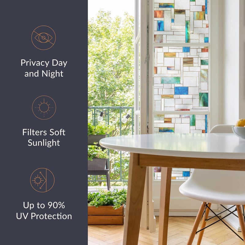 Artscape Horizon | Privacy Window Film with Vibrant Colored Pattern | Non-Adhesive & UV Protection | Easy to Apply & Removable | 24 x 36 Inches | Made in USA - Image 5