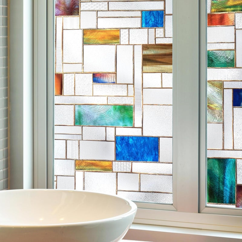 Artscape Horizon | Privacy Window Film with Vibrant Colored Pattern | Non-Adhesive & UV Protection | Easy to Apply & Removable | 24 x 36 Inches | Made in USA - Image 1
