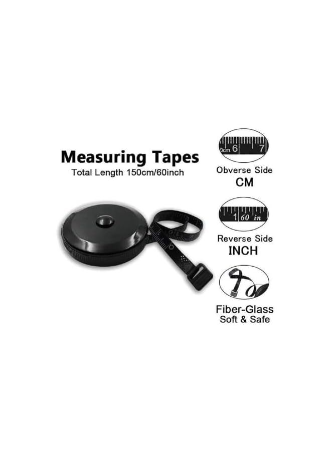 promass Soft Tape Measure Retractable, Measuring for Body Fabric Sewing Tailor Cloth Knitting Craft Weight Loss Measurements Retractable Black Dual Sided Tape Measure Body Measuring 1 Pack - Image 4