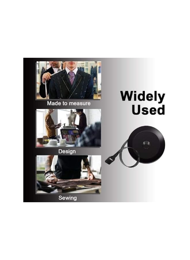 promass Soft Tape Measure Retractable, Measuring for Body Fabric Sewing Tailor Cloth Knitting Craft Weight Loss Measurements Retractable Black Dual Sided Tape Measure Body Measuring 1 Pack - Image 5