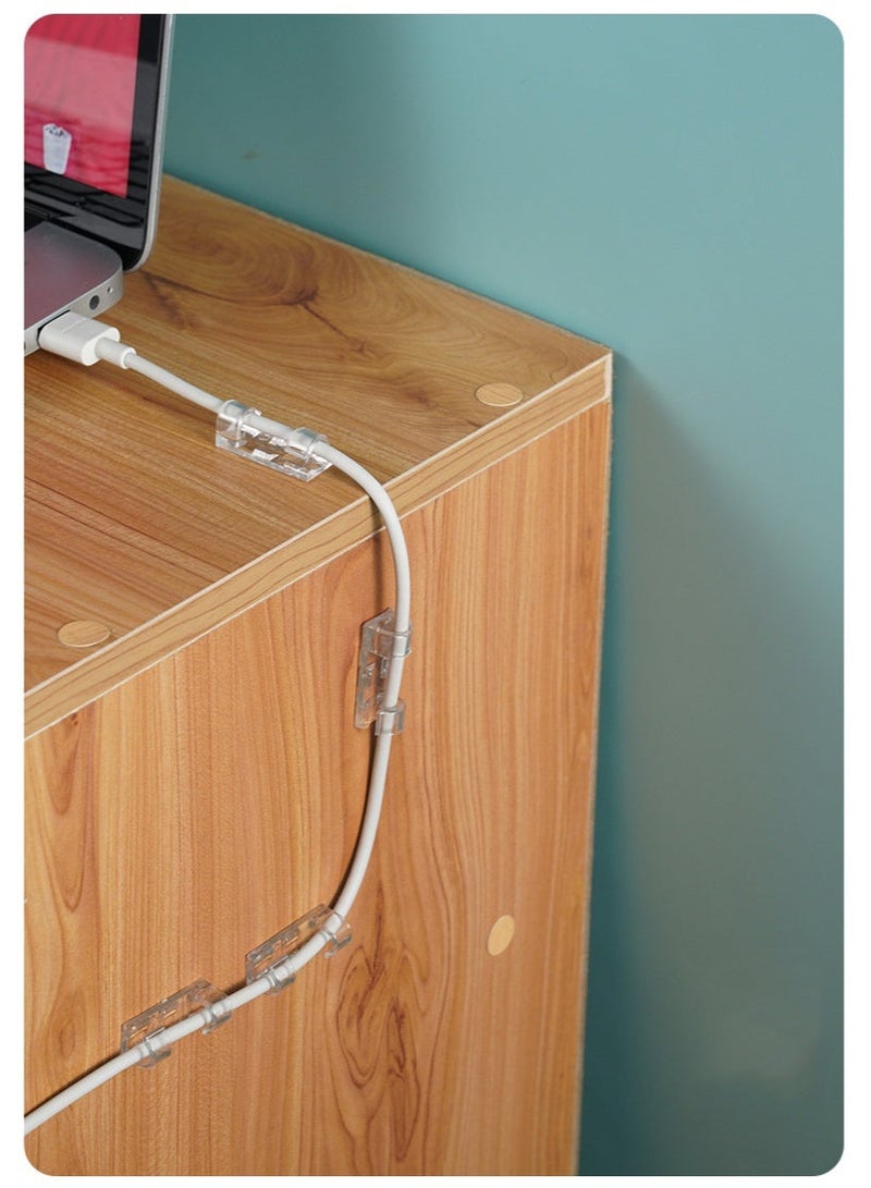 50 مشبك كابلات بلاستيكي شفاف - منظمات أسلاك لاصقة لوصلات الطاقة، وأنظمة إدارة الأسلاك المثبتة على الحائط وتحت الطاولة، وحلول لتوصيلات الكهرباء المنزلية، بتصميم شفاف لسهولة الرؤية، وأنظمة إدارة الكابلات | هيكل بسيط | قبضة كابل آمنة، وحامل للأسلاك - Image 4