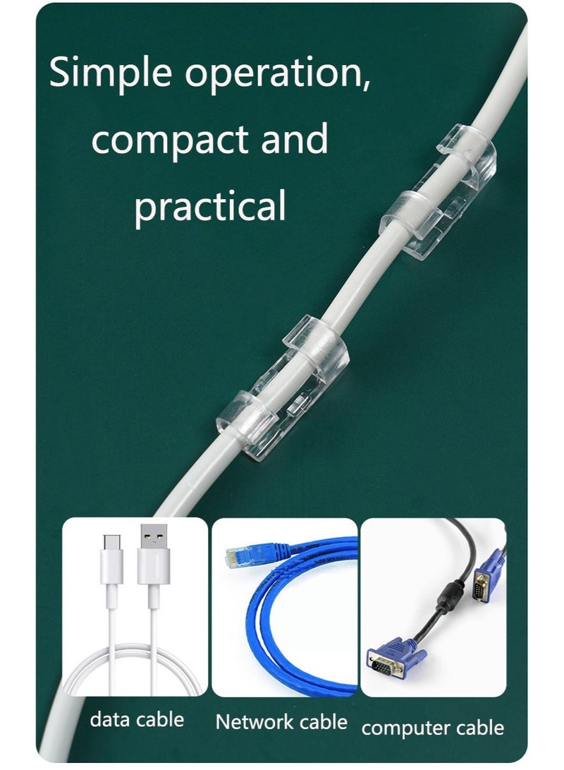 50 مشبك كابلات بلاستيكي شفاف - منظمات أسلاك لاصقة لوصلات الطاقة، وأنظمة إدارة الأسلاك المثبتة على الحائط وتحت الطاولة، وحلول لتوصيلات الكهرباء المنزلية، بتصميم شفاف لسهولة الرؤية، وأنظمة إدارة الكابلات | هيكل بسيط | قبضة كابل آمنة، وحامل للأسلاك - Image 3