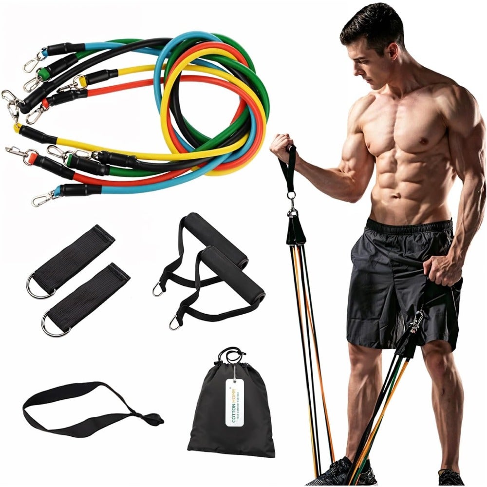 Resistance Band Set, Pull Up Assist Bands, Stretch Resistance Band, Exercise bands, Power-lifting Bands for Resistance Training, 5 Exercise Stretch Bands with Door anchor and Handles