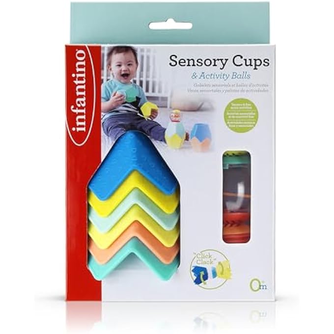 SENSORY STACKING CUPS & ACTIVITY BALL SET FOR BABY 0M+ - Image 3