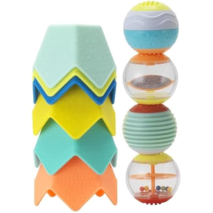 SENSORY STACKING CUPS & ACTIVITY BALL SET FOR BABY 0M+ - Image 1