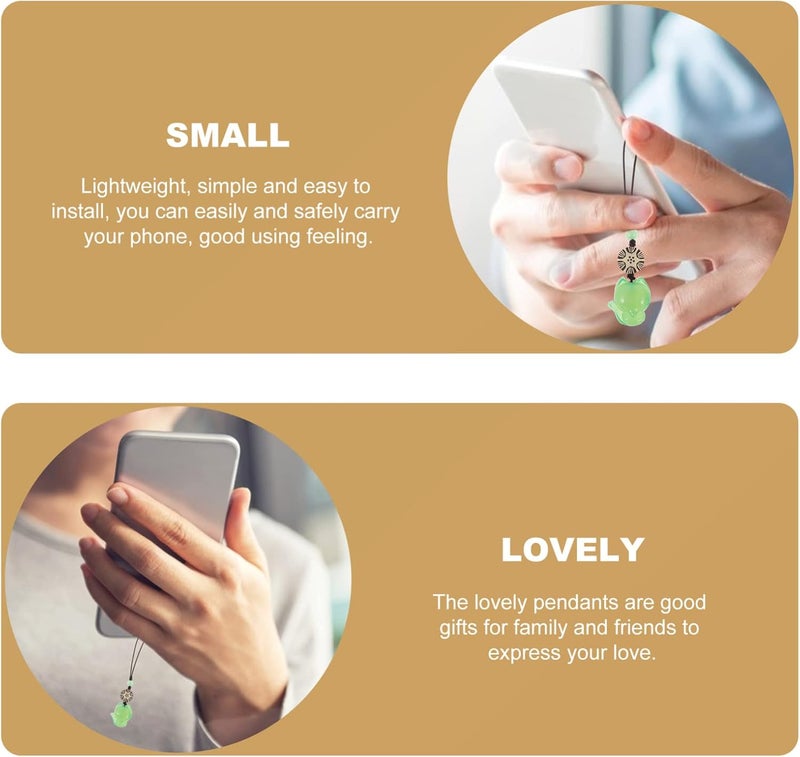 cheekyglo Phone Charms Strap Phone Hanging Strap Cell Phone Chain Pendant Anti- Lost Phone Lanyard Little Fox Phone Strap Pendant Cell Phones Accessories (Green) Jade Pendant - Image 4