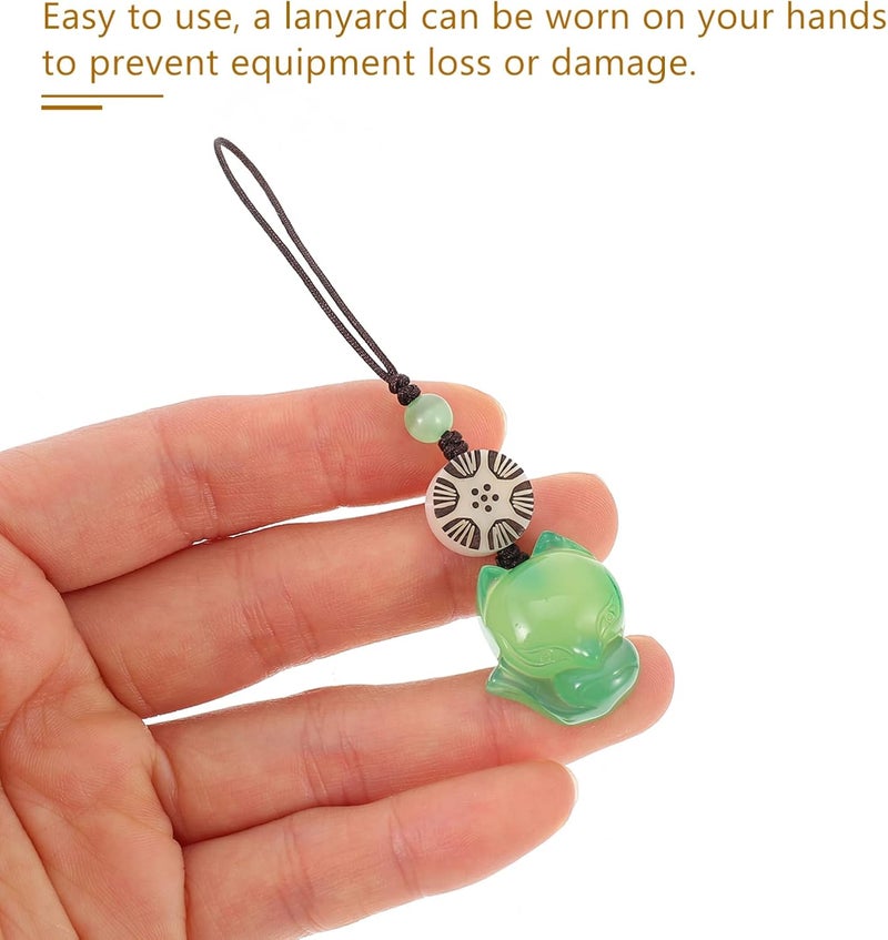 cheekyglo Phone Charms Strap Phone Hanging Strap Cell Phone Chain Pendant Anti- Lost Phone Lanyard Little Fox Phone Strap Pendant Cell Phones Accessories (Green) Jade Pendant - Image 2