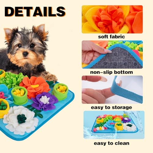 Oliumt Snuffle Mat for Dogs, Sniff Mat Slow Feeding Mat for Small Pets Cats, Rabbits - Help Stress Relief and Training - Stimulate Your Pet's Foraging Skills! (Sky Blue) - Image 2