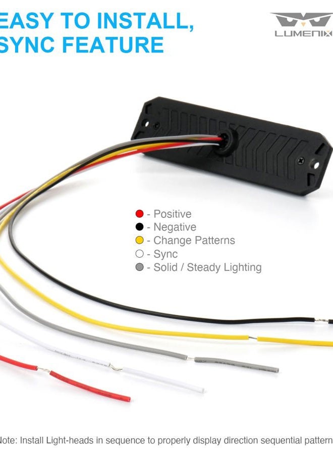 LUMENIX Grille Strobe Light Kits for Trucks, 12-LED Surface Mount Ultra Slim Emergency Hazard Warning Lights Head for Construction Vehicles Cars - White Amber - Image 5
