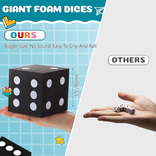 Shappy 4 Pieces 35 Inch Foam Dice Cube Jumbo Dice with Number Dots Big Giant Foam Large Cube for Christmas Game Math Classroom Party Favors Bag StuffersBlack - Image 5
