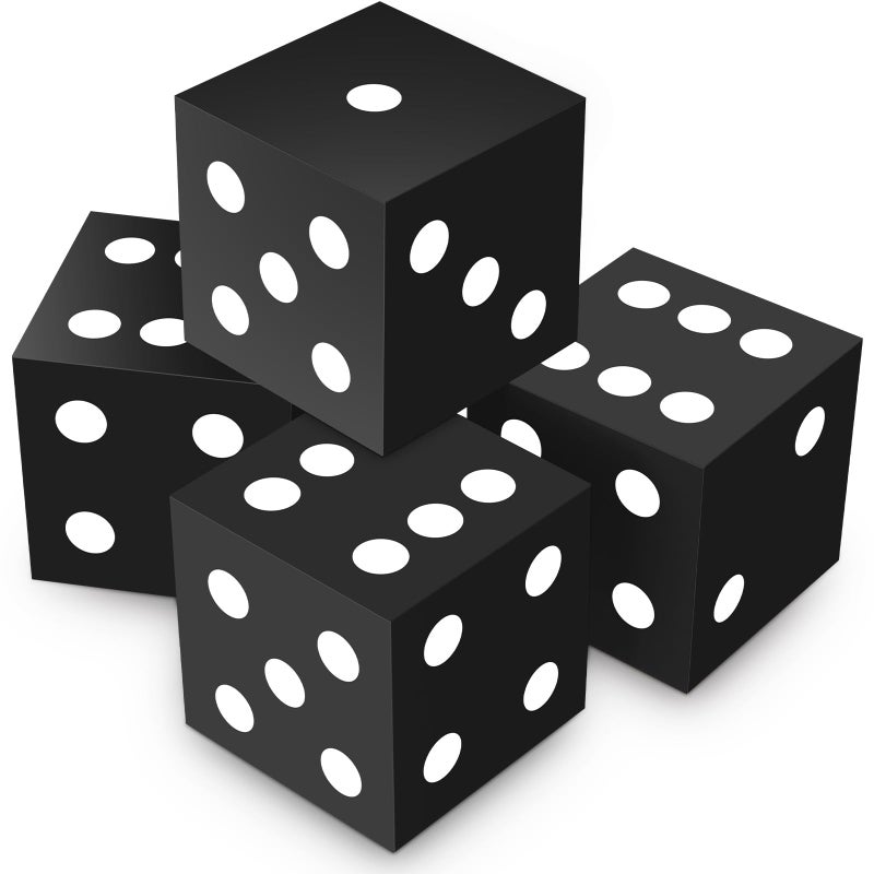 Shappy 4 Pieces 35 Inch Foam Dice Cube Jumbo Dice with Number Dots Big Giant Foam Large Cube for Christmas Game Math Classroom Party Favors Bag StuffersBlack - Image 3