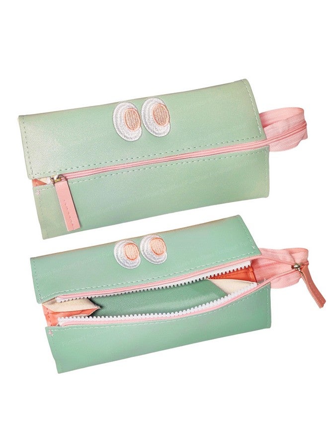 فنبلاست حقيبة أقلام فن بلاست للبنات - حقيبة لطيفة للبنات، حقيبة متعددة الأغراض بسحاب، حافظة أقلام كاواي، حقائب لطيفة للبنات، حقيبة أنيقة للبنات، هدية إرجاع للأطفال (أخضر) - Image 1