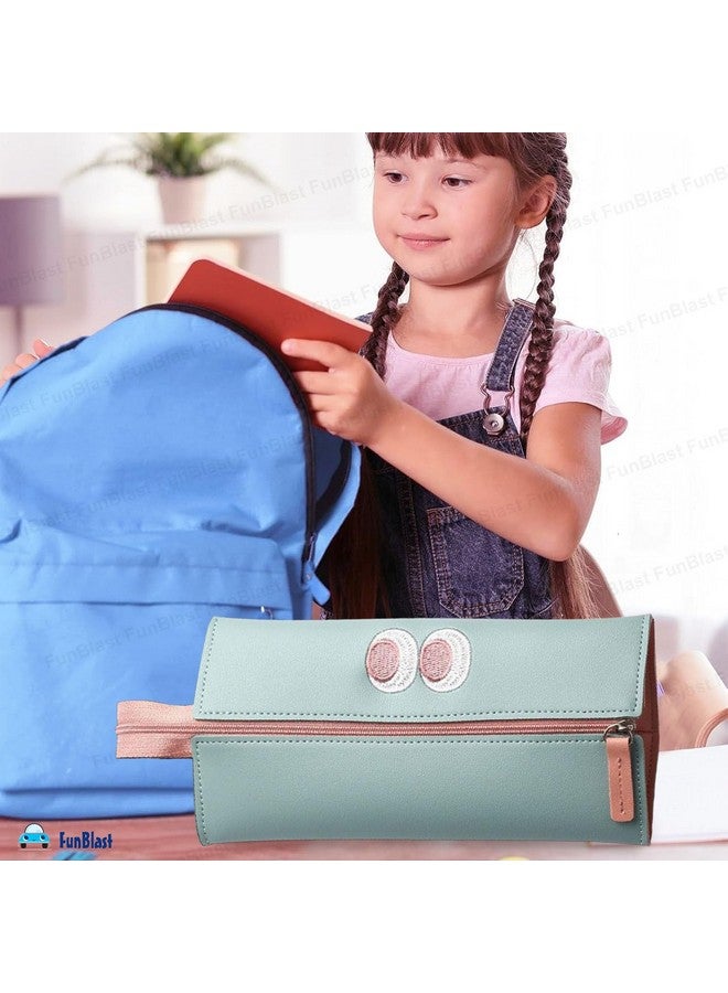 فنبلاست حقيبة أقلام فن بلاست للبنات - حقيبة لطيفة للبنات، حقيبة متعددة الأغراض بسحاب، حافظة أقلام كاواي، حقائب لطيفة للبنات، حقيبة أنيقة للبنات، هدية إرجاع للأطفال (أخضر) - Image 5