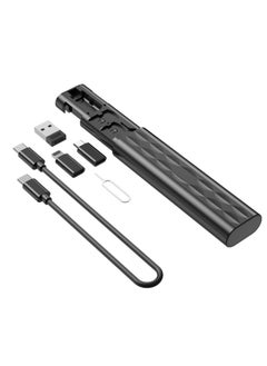 Excefore USB Cable Conversion Storage Box, Multi-type Charging Cable Converter, Micro DataTransfer Tool, PD 60W Charging and Data Transfer Cable Kit, Sim Card Tray Eject Tool and Slots (Black)  - Image 1