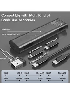 Excefore USB Cable Conversion Storage Box, Multi-type Charging Cable Converter, Micro DataTransfer Tool, PD 60W Charging and Data Transfer Cable Kit, Sim Card Tray Eject Tool and Slots (Black)  - Image 3