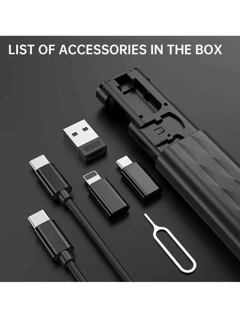 Excefore - USB Cable Conversion Storage Box, Multi-type Charging Cable Converter, Micro DataTransfer Tool, PD 60W Charging and Data Transfer Cable Kit, Sim Card Tray Eject Tool and Slots (Black) - Image 1