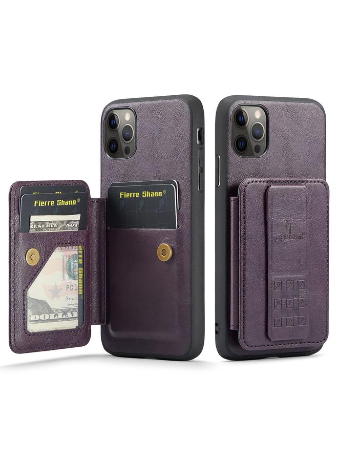 The Bros Case For iPhone 11 Pro Max Fierre Shann Oil Wax Cow Leather Card Holder Back Phone Case