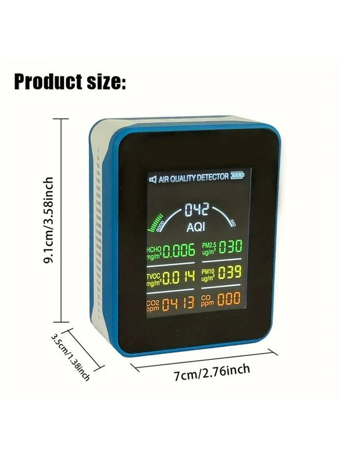 Orange 7 in 1 Air Quality Monitor Real Time AQI CO2 HCHO TVOC CO PM2 5 PM10 USB Rechargeable - Image 3