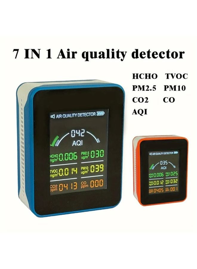 Orange 7 in 1 Air Quality Monitor Real Time AQI CO2 HCHO TVOC CO PM2 5 PM10 USB Rechargeable - Image 4