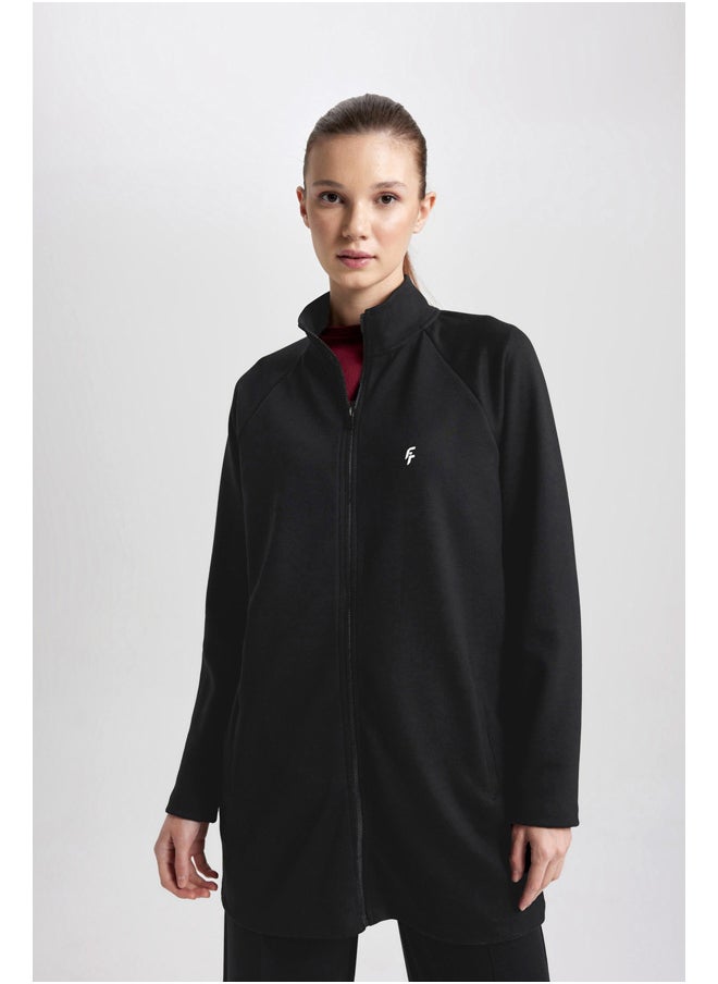DeFacto Woman Long Fit Stand- Up Collar Long Sleeve Cardigan  - Image 1