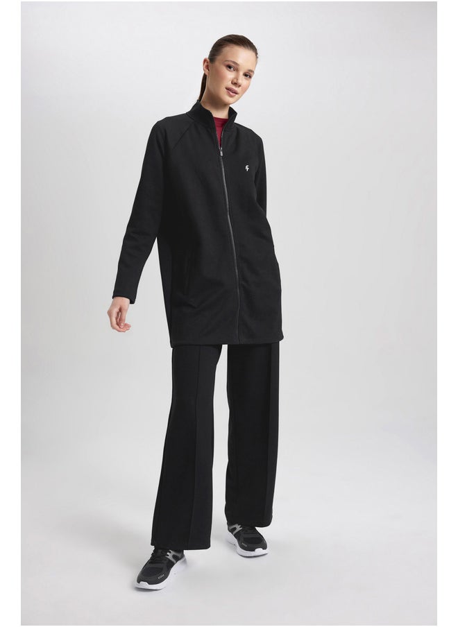 DeFacto Woman Long Fit Stand- Up Collar Long Sleeve Cardigan  - Image 3