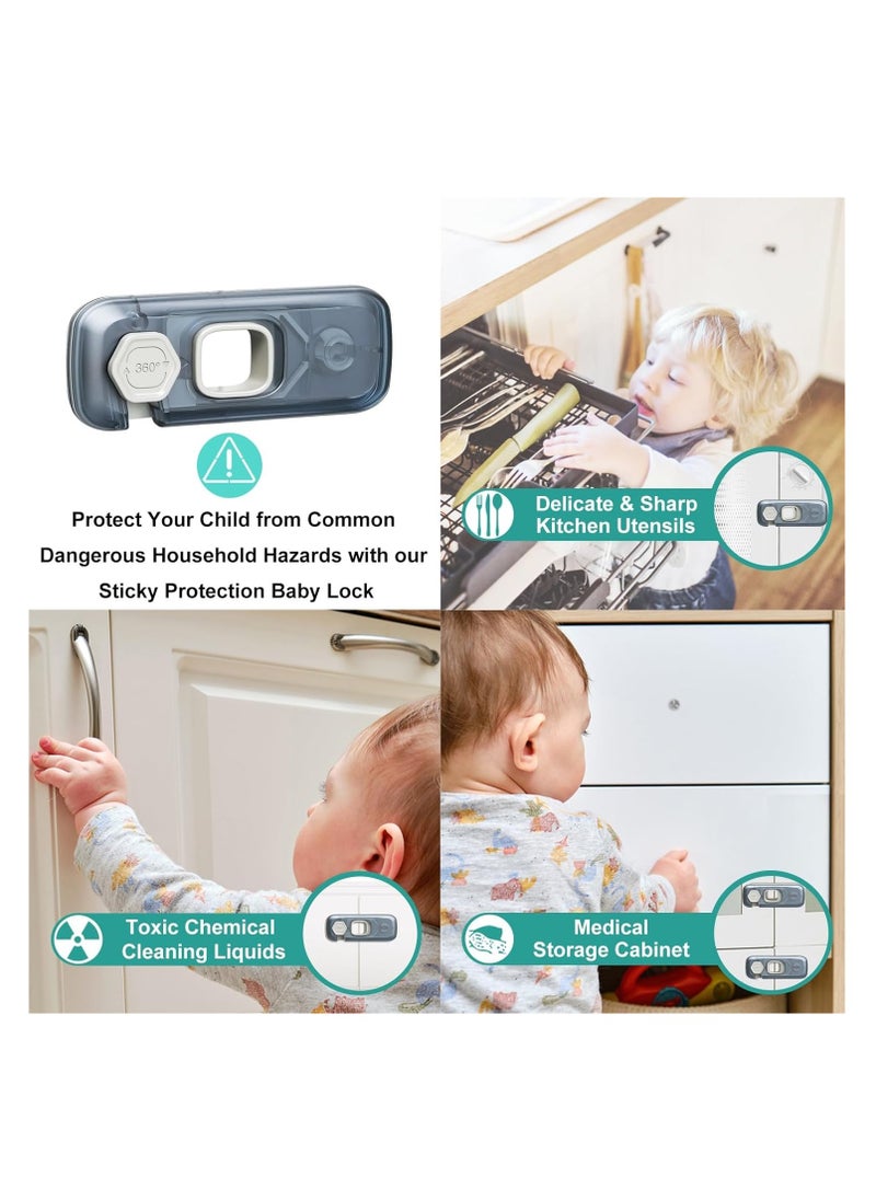Hihonor Fridge Locks for Toddlers, Child Proof Refrigerator Lock,  Baby Safety Cabinet Locks for Cabinets (5 Pcs)  - Image 3