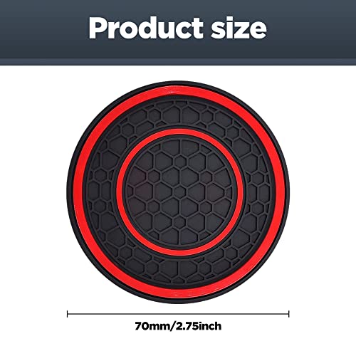 SUJADE 2 PCS Car Cup Holder Coaster,Car Coasters Cup Mats,2.75 Inch Universal Car Cup Coasters,Non-Slip Anti Dust Mats Cup Holder Insert Coaster, Suitable for Most Car Interior (Red) - Image 2