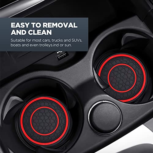 SUJADE 2 PCS Car Cup Holder Coaster,Car Coasters Cup Mats,2.75 Inch Universal Car Cup Coasters,Non-Slip Anti Dust Mats Cup Holder Insert Coaster, Suitable for Most Car Interior (Red) - Image 5