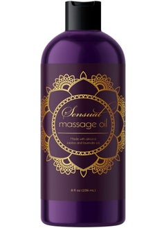 Aromatherapy Sensual Massage Oil for Couples - Relaxing Full Body Massage Oil for Date Night with Sweet Almond Oil - Vegan Lavender Massage Oil for Massage Therapy Smooth Gliding Formula (8 Fl Oz)