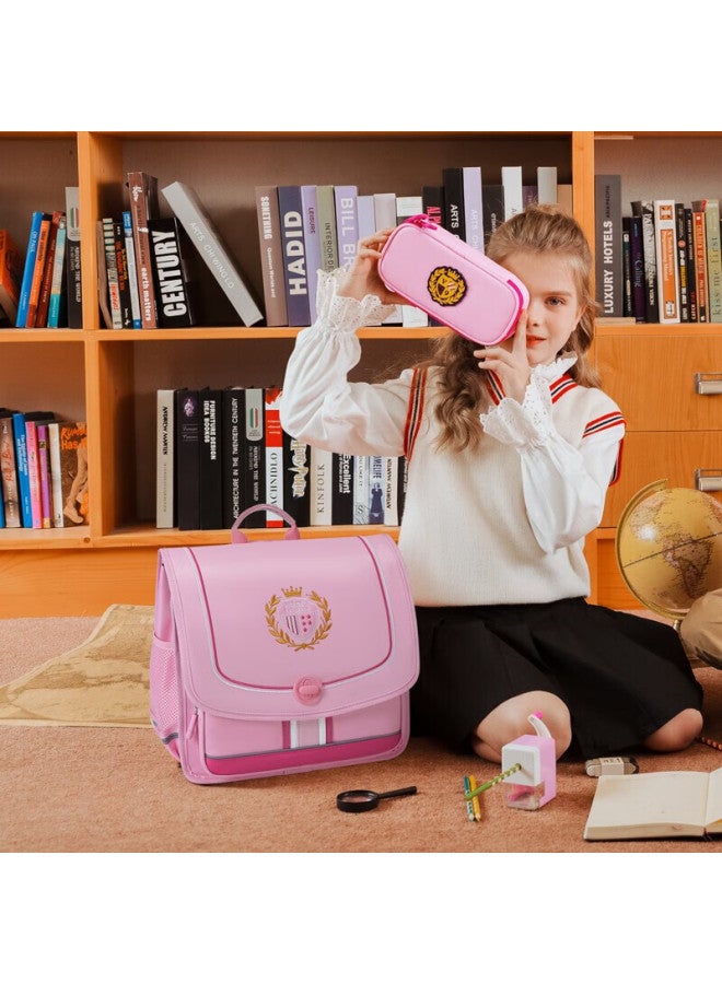 Ninth Castle Vnine City Hong Kong Ninth Castle Elementary School Spine-protecting Backpack For Grades 1-3 Horizontal Children's Backpack For Boys And Girls Integrated Lightweight Breathable Double Shoulder Bag Barbie Pink - Image 2