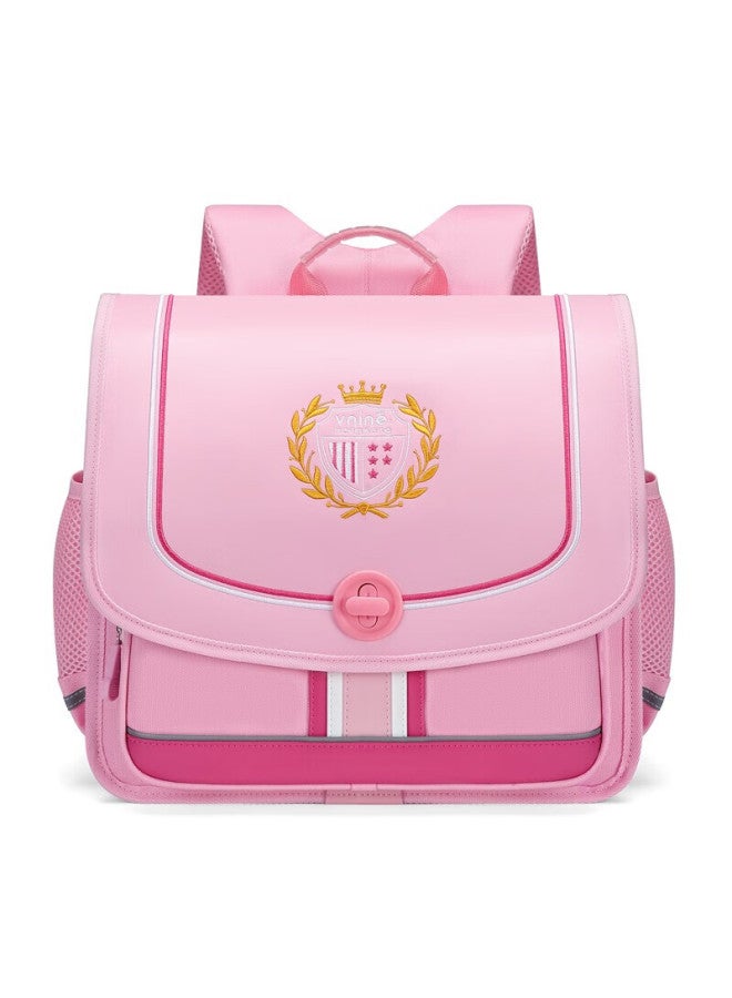 Ninth Castle Vnine City Hong Kong Ninth Castle Elementary School Spine-protecting Backpack For Grades 1-3 Horizontal Children's Backpack For Boys And Girls Integrated Lightweight Breathable Double Shoulder Bag Barbie Pink - Image 1