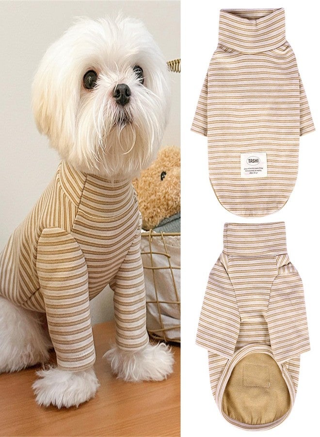 Yaopelky Dog Sweatshirt for Small Medium Dogs Cats Fall Pet T-Shirt Long Sleeve Puppy Outfit Casual Doggy Clothes for Yorkie Chihuahua (XS(1-3lb), Coffee Striped) - Image 1