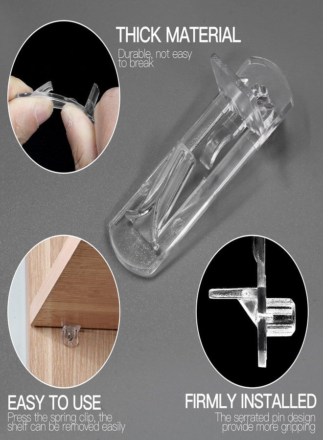 Jamiikury 30pcs Plastic Locking Shelf Pins, Cabinet Shelf Clips Plastic Shelf Holders Pegs, Clear Shelf Bracket, 1/4" Peg x 5/8" Thick Shelf - Image 5