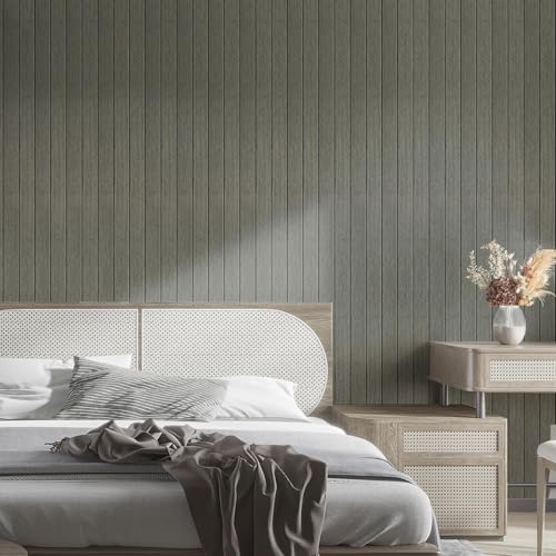 Chejiaye Wood Slat Peel and Stick 3D Wall Panel 1575x118Soundproof SelfAdhesive Wall Sticker Removable Thick PVC Slat Contact Paper for Kitchen BedroomCeiling Wall DecorationDark Gray13Sqft - Image 3